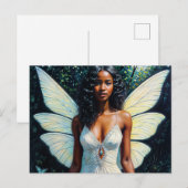 Donkere huid fee vrouw in witte jurk briefkaart (Voorkant / Achterkant)