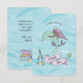 Donkere huid Paarse zeemeermin met dolfijn Bedankkaart (Voorkant / Achterkant)