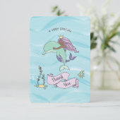 Donkere huid Paarse zeemeermin met dolfijn Bedankkaart (Staand voorkant)