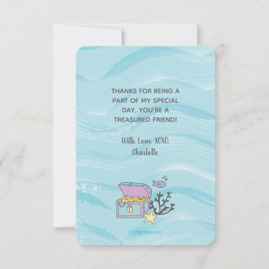 Donkere huid Paarse zeemeermin met dolfijn Bedankkaart (Achterkant)