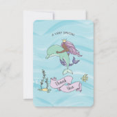 Donkere huid Paarse zeemeermin met dolfijn Bedankkaart (Voorkant)