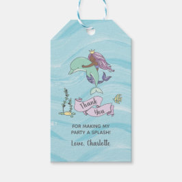 Donkere Huid Paarse Zeemeermin Met Dolfijn Dank U Cadeaulabel