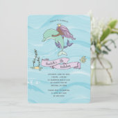 Donkere Huid Paarse Zeemeermin met Dolfijn Verjaar Kaart (Staand voorkant)