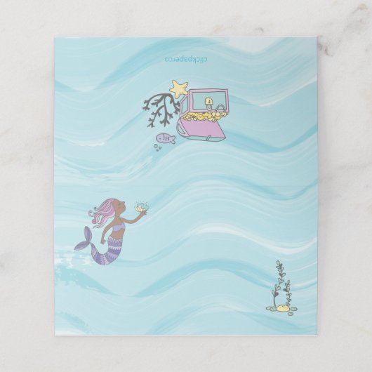 Donkere Huid Paarse Zeemeermin Verjaardag Plaatskaartje (Buitenkant ongevouwen)