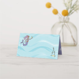 Donkere Huid Paarse Zeemeermin Verjaardag Plaatskaartje