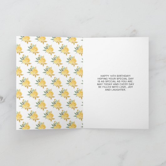 Donkere huid Princess Gold Sweet Sixteen Kaart (Binnen)