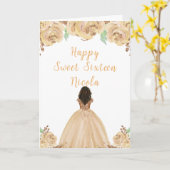 Donkere huid Princess Peach Sweet Sixteen Kaart (Gele Bloem)