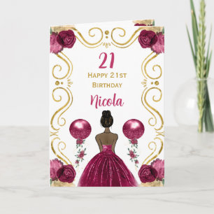Donkere huid Prinses Bourgondië Happy Birthday Kaart