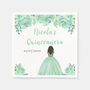 Donkere Huid Prinses Mint Bloemige Quinceanera Servet