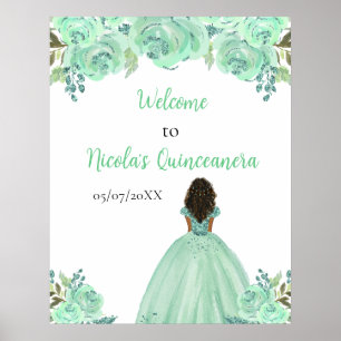 Donkere Huid Prinses Mint Quinceanera Welkom Poster
