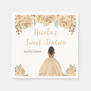 Donkere Huid Prinses Peach Bloemrijke Sweet Sixtee Servet
