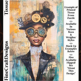 Donkere Huid Steampunk Vrouw Collage DK1L Decoupag Tissuepapier