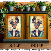 Donkere Huid Steampunk Vrouw Collage DK1RF Decoupa Tissuepapier