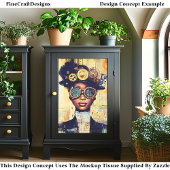 Donkere Huid Steampunk Vrouw Collage DK1RF Decoupa Tissuepapier