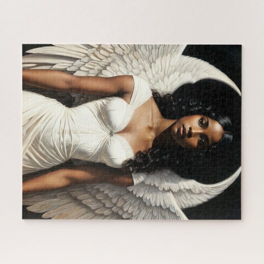 Donkere Huid Zwart Meisje Engel Angelcore Legpuzzel (Horizontaal)