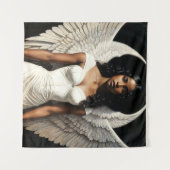 Donkere Huid Zwart Meisje Engel Angelcore Wandkleed (Voorkant (horizontaal))