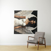 Donkere Huid Zwart Meisje Engel Angelcore Wandkleed (In Situ (horizontaal))