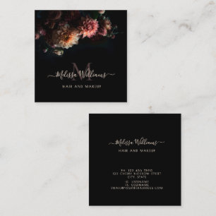 Donkere Humeur Blozende Bloemen Monogram Zwart Vierkante Visitekaartje