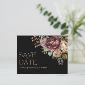 Donkere humeurige bloemen Modern Save the Date Wed Feestdagenkaart (Staand voorkant)