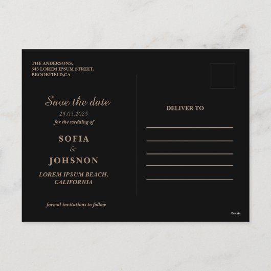 Donkere humeurige bloemen Modern Save the Date Wed Feestdagenkaart (Achterkant)