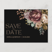 Donkere humeurige bloemen Modern Save the Date Wed Feestdagenkaart (Voorkant)