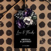 Donkere humeurige boho elegante bruiloft dank u gu cadeaulabel