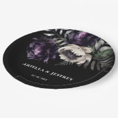 Donkere humeurige boho elegante bruiloft sjabloon papieren bordje (Gekanteld)