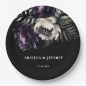Donkere humeurige boho elegante bruiloft sjabloon papieren bordje (Voorkant)