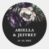 Donkere humeurige boho elegante bruiloft sjabloon ronde sticker (Voorkant)
