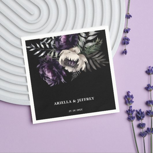 Donkere humeurige boho elegante bruiloft sjabloon servet