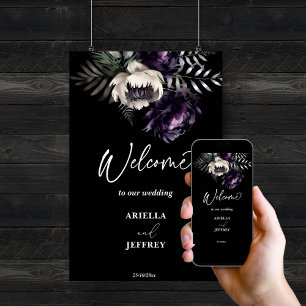 Donkere humeurige boho elegante bruiloft welkom te poster