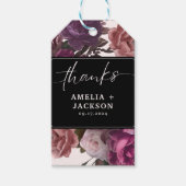 Donkere humeurige bordeaukastanjebloem bloemenbrui cadeaulabel (Voorkant)