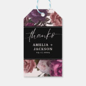 Donkere humeurige bordeaukastanjebloem bloemenbrui cadeaulabel (Achterkant)