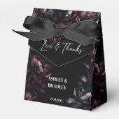 Donkere humeurige bordeaux bloemen bruiloft gunste bedankdoosjes (Voorkant Zijde)