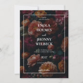 Donkere humeurige romantische bloemenbruiloft uitn kaart (Voorkant)