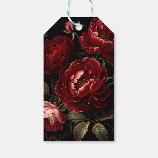 Donkere humeurige  rozen bruiloft gunsten cadeaulabel (Achterkant)