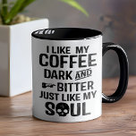 Donkere Humor Donker en Bitter Funny Mug Mok<br><div class="desc">Donkere Humor Donker en Bitter Funny Mug - Ze zeggen dat mensen met een donker gevoel voor humor vaak genieën zijn. Daar kunnen we niet zeker van zijn. Maar we weten dat we zeker een beetje van de oude bitter zijn en verdraaid als het om grappen hier gaat. Dus in...</div>
