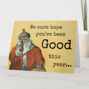 Donkere Humor kerstkerstman met een Pistool Kaart
