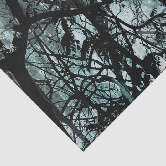 Donkere illustratie van het boslandschap tissuepapier (Detail)