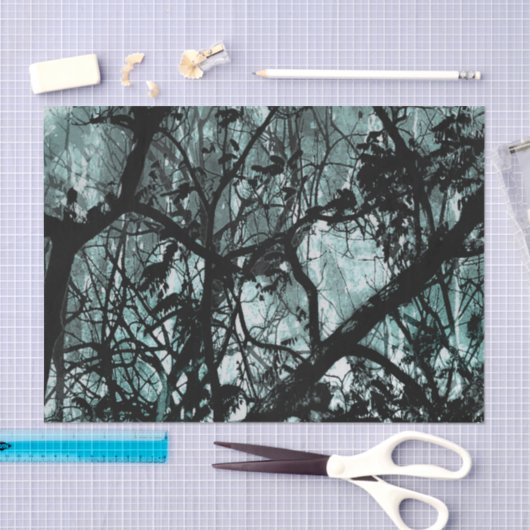 Donkere illustratie van het boslandschap tissuepapier (Craft)