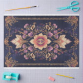 Donkere Indiase Folk Bloemendecor Demask Patroon Tissuepapier (Craft)