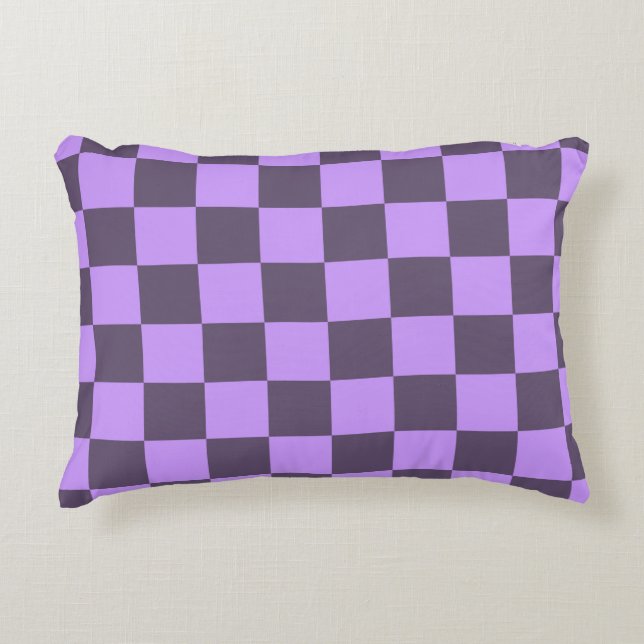Donkere Indigo en Bleek Violet Checkerboard Accent Kussen (Voorkant)