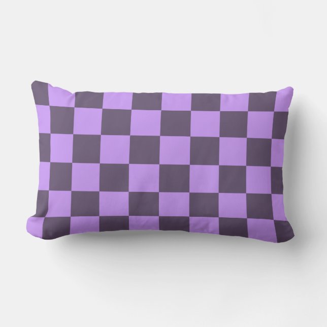 Donkere Indigo en Bleek Violet Checkerboard Kussen (Voorkant)