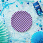 Donkere Indigo en Bleek Violet Checkerboard Papieren Bordje (Feest)