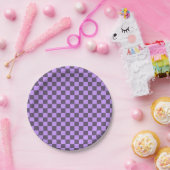 Donkere Indigo en Bleek Violet Checkerboard Papieren Bordje (Feest)