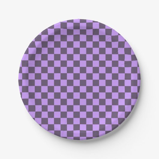 Donkere Indigo en Bleek Violet Checkerboard Papieren Bordje (Voorkant)