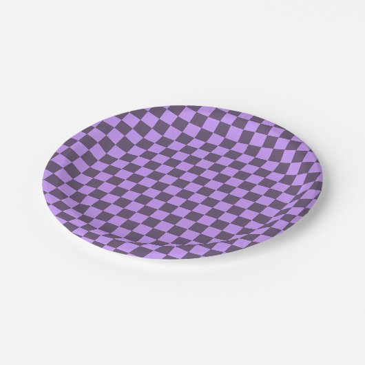 Donkere Indigo en Bleek Violet Checkerboard Papieren Bordje (Gekanteld)