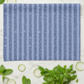 Donkere Indigo Glitter Horizontale Strepen Theedoek (Gevouwen)