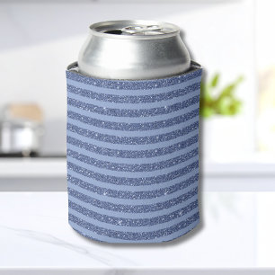 Donkere Indigo Glitter Stijl Horizontale Strepen Blikjeskoeler