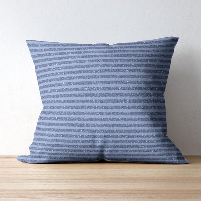Donkere Indigo Glitter Stijl Horizontale Strepen Kussen (Creator heeft geüpload)